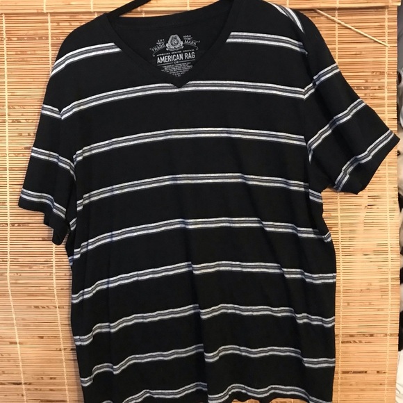 American Rag Mens Striped V-Neck T-Shirt Size Large - Picture 3 of 5